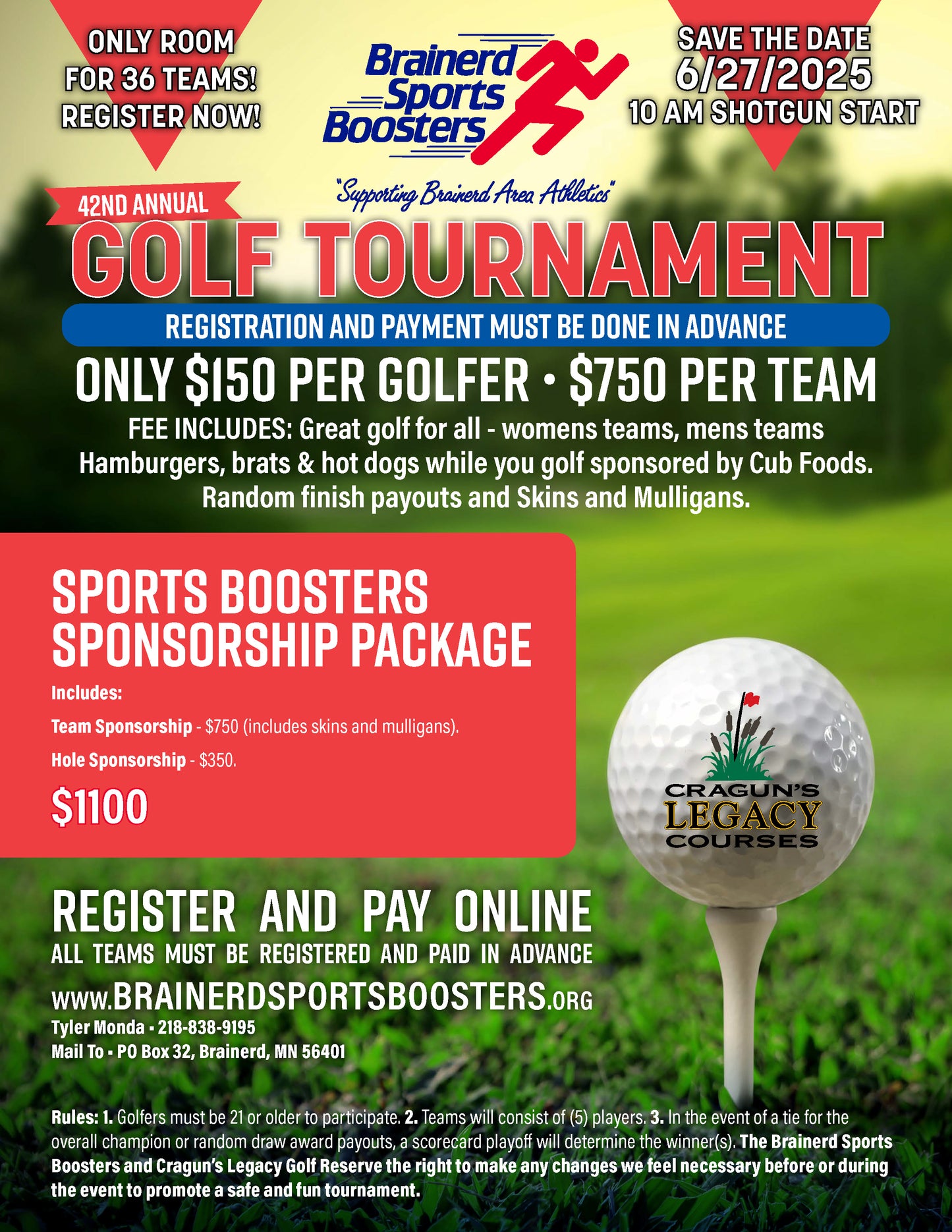 2025 42nd Annual Booster Golf Tournament Sponsor Package